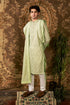 Bay-Sari – Pistachio Green Cotton Net Kurta With Raw Silk Trouser